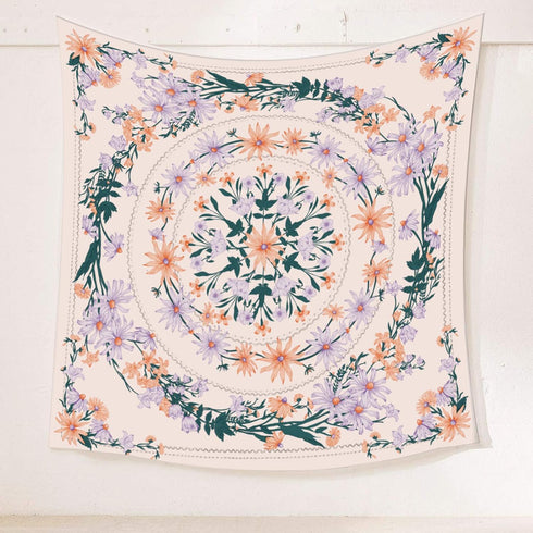 Simpkeely Mandala Floral Medallion Tapestry, Sketched Clara Flower Plant Boho Wall Hanging, Bohemian Hippie Tapestries for Bedroom Living Room Dor...