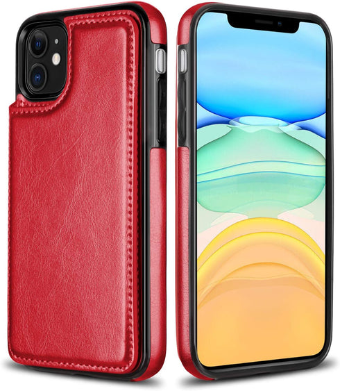 HianDier Wallet Case for iPhone 11 6.1-inch Slim Protective Case with Credit Card Slot Holder Flip Folio Soft PU Leather Magnetic Closure Cover fo...