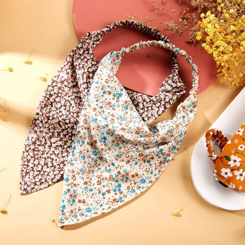 Syhood 9 PS Floral Hair Scarf for Women Headband Bandanas with Clips Vintage Chiffon Triangle Girls Aesthetic Clothes...