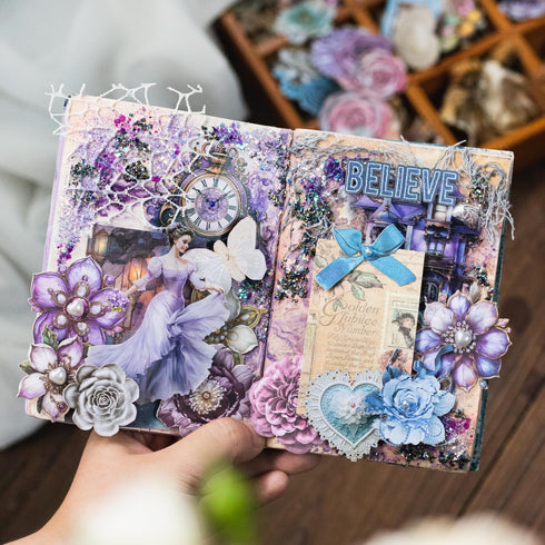 MiyouLuna120Pcs Flower Scrapbook Stickers, HardCard Stickers for Scrapbooking, DIY Crafts, Journaling Supplies & Junk Journal Ephemera, with Stick...