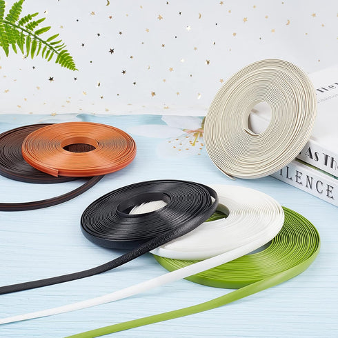 GORGECRAFT 8mm x 10m Rattan Weaving Wicker Repair Material Synthetic Rattan Plastic Flat Polyethylene Woven Knit Vinyl for Repair DIY Home Furnitu...