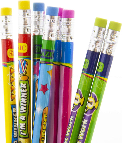 BAZIC Wood Pencil Reward Incentive Pencils, Latex Free Eraser, Unsharpened Rewards Pencil for Kids Student Artist for Writing Drawing (8/Pack), 1-...