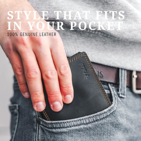 Genuine Leather Wallet - RFID Blocking Wallet for Men,12 Card Holder with Coin Pocket for Men with Gift Box...