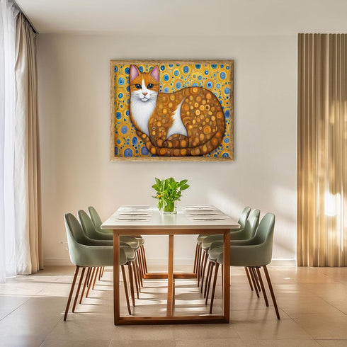 Posterizer 1 pcs- cute orange cat with mosaic style print-Art for Animal Lovers- Living Room Bedroom Decor- unframed wall art...