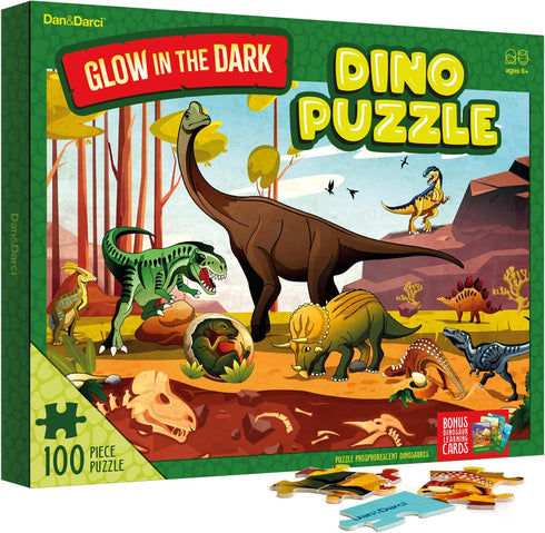 Glow in The Dark 100 Piece Dinosaur Puzzle for Kids - Dinosaurs Jigsaw Puzzles Toys for Boys & Girls Ages 6-8 - Christmas Birthday Gifts for Age 6...