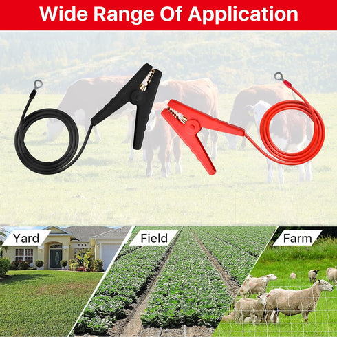 6 Pcs Electric Fence Wire Connect,3 Ft Electric Fence Charger Solar Fence Charger Fence Lead Copper Wire with Alligator Clip (Black+Red)...