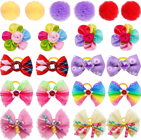100pcs Dog Hair Bows, Bulk Pet Small Dog Bows Girl with Rubber Bands, Tiny Dog Hair Grooming Bows, Mix Dainty Puppy Dog Bows, Handmade Yorkie Dog ...