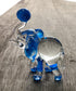 Garden Deco Glow in The Dark Blue Elephant Play Football Hand Blown Art Glass Figurine Ornament Sculpture...