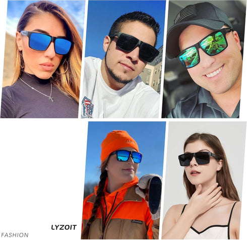 LYZOIT Square Sunglasses for Men Women Polarized Oversized Big UV Protection Rectangle Shades...