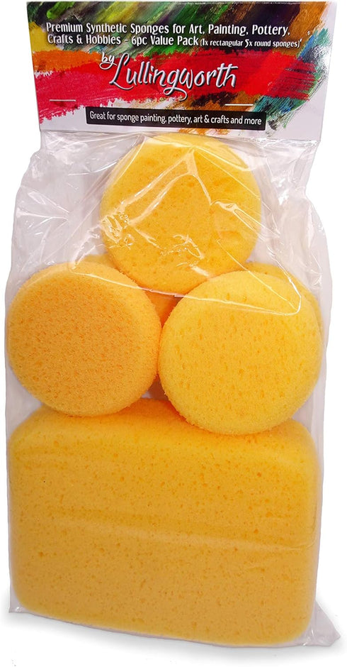 Premium Synthetic Art Crafts Sponges - 6pc Value Pack for Painting, Artists, Pottery, Face Paint, Crafts & Hobbies by Lullingworth®...
