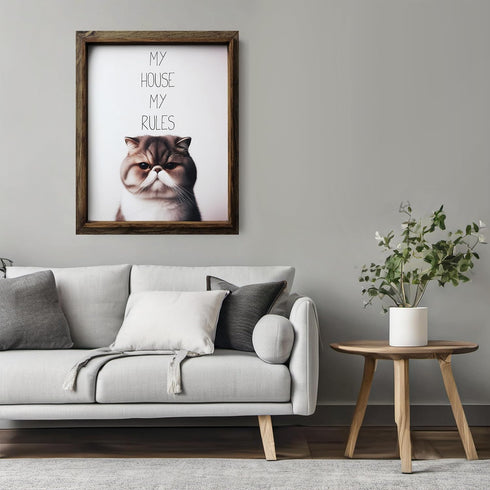 Posterizer 1 pcs-My House My Rules-Funny Art for cat lovers-Comedy Art-Art for Animal Lovers-Decor for Home & Office- UNFRAMED Wall Art...