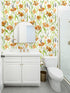 HAOKHOME 93392-1 Spring Floral Wallpaper Peel & Stick Wall Paper with White/Green/Earth Tone Flower Contact Paper for Bedroom 17.7in x 9.8ft...