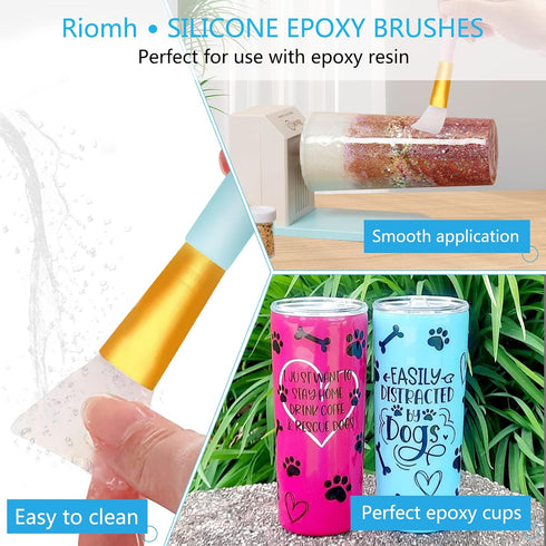 Silicon Epoxy Brushes Set for Making Epoxy Glitter Tumblers, Reusable Flexible Epoxy application Sticks for Spreading an Even Coat of Epoxy Resin ...