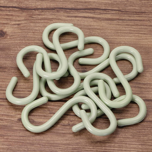 Mini Skater 2.5" S Shape Hooks, 10Pcs Light Green Plastic, Rust Resistant, Heavy Duty, Kitchen, Bathroom, Closet, Storage Room, Garage, Workshop, ...