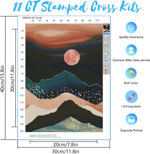 GAGMKXN Cross Stitch Kits,Counted Stamped Cross Stitch Kits for Adults Beginners,Sunset Pattern Full Range of Cross-Stitch DIY Embroidery Needlepo...