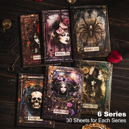 Gothic Scrapbook Paper Set, 180 PCS Dark Ephemera Pack for Junk Journaling, Scrapbooking, Crafting, DIY Projects, Diaries, and Art Supplies...