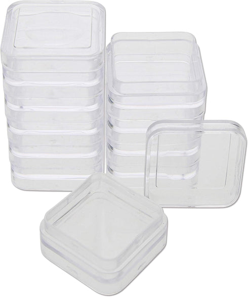 The Beadsmith Personality Case – 2 Clear Square Stacker Jar Set – Each Stack Measures 1.25 x 2.3 inches - Total 10 Jars and 2 lids, for Storage of...