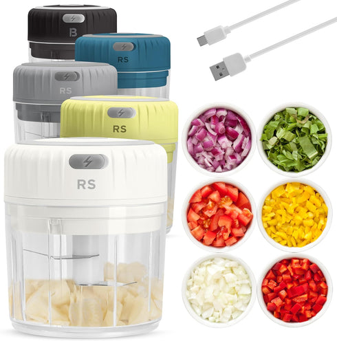 Real Simple Electric Mini Food Processor | Great for Garlic, Onion, Ginger, Jalapeño, Mini Chopper for Quick Food Prep Station | Portable USB Char...