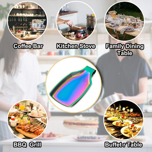 Rainbow Spoon Rest for Stove up, Stainless Steel Spoon Holder For Kitchen Counter, Large Kitchen Spoon Rest, Spatula Spoon Ladle Utensil Holder, D...