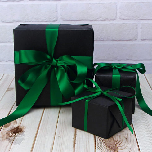 Ribbli 3 Rolls Double Faced Solid Satin Forest Green Craft Ribbon,Total 30 Yards,(1/4 Inch x 10-Yard,5/8 Inch x 10-Yard,1 Inch x 10-Yard),Use for ...