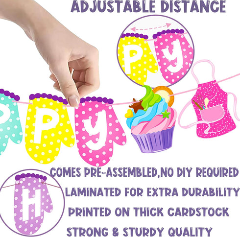 Baking Birthday Party Banners 3Pcs Baking Theme Decoration Bakers Birthday Party Banners Baking Party Hanging Cutout Banner for Baking Cook Baby S...