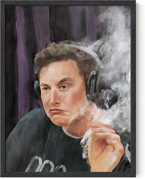 HAUS AND HUES Elon Musk Poster - Funny Trippy Wall Art, Cool Dorm Poster for Guys Bedroom, Meme Art for Game Room, College Decor, Unframed 12x16...