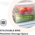 Oggi Clear Stackable Storage Bin with Lid - Ideal for Kitchen, Pantry, Cabinet, Bathroom, Bedroom, Kids, Refrigerator, Freezer. With Handles - Org...
