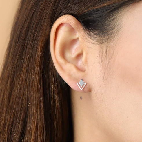 Boma Jewelry Sterling Silver Geometric Diamond & Triangle Stud Earrings...