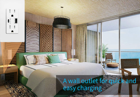 Micmi USB Outlet with C + A Wall Dual High Speed Receptacle Smart 4.8A Fast Charging Capability, Tamper Resistant Wall Plate Included UL Listed (1...