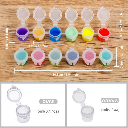 120 Paint Pots with Lids, 5ml/0.17oz Large Empty Paint Pots with Lids, Easy Open Acrylic Paint Container Paint Strips for Kids Classroom School Pa...