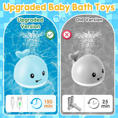 2024 Upgraded Baby Bath Toys, Light up Bath Toys for Kids 1-3 Babies 6-12 12-18 Months, Whale Sprinkler Spray Water Pool Bathtub Toys Toddlers Inf...