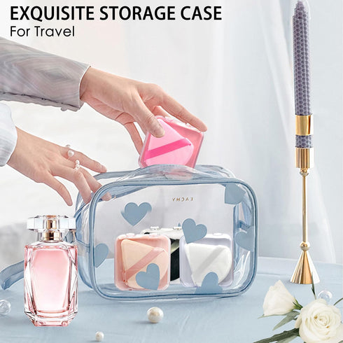 8 Pieces Triangle Powder Puff with 4 Travel Cases, Triangle Makeup Puff, Reusable Velour Cosmetic Foundation Blender Sponge for Loose Powder Body ...
