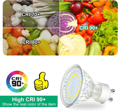6-Pack GU10 LED Light Bulbs 4W 50watt Halogen Bulb Replacement, 5000K Daylight White GU10 Bulb 450lm LED Recessed Track Light Bulbs for Range Hood...