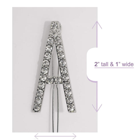 Spinningdaisy Bold Crystal Initial Gleam Hair Pin A Silver...