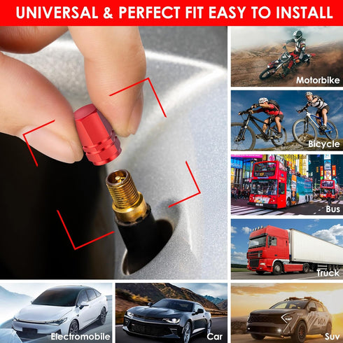 Red Auto Tire Valve Stem Caps: Tire Air Pressure Caps, Universal Schrader Valve Cap for Car Bike Truck Motorcycles...