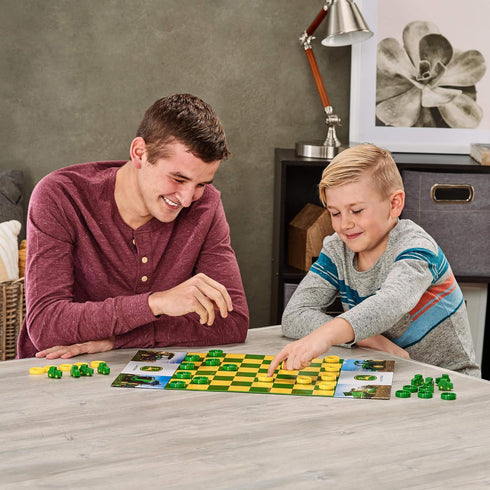 John Deere Checkers Board Game - Includes Themed Folding Board, Checkers, and Collectible Tractor Kings - Collectible Farm Toys and Strategy Games...