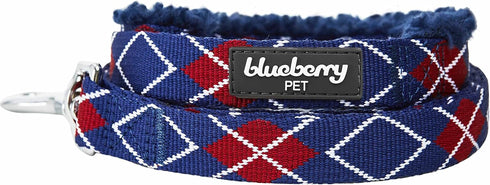 Blueberry Pet Scottish Argyle Fleece Padded Dog Leash with Soft & Comfortable Handle, 5 ft x 3/4", Royal Blue, Medium, Leashes for Dogs...