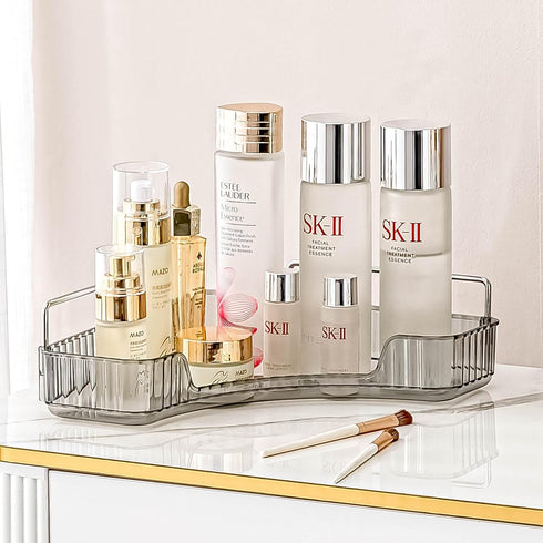 Corner Bathroom Countertop Organizer, 1 Tier Vanity Trays for Bathroom Counter, Makeup Organizer, Perfume Tray, Kitchen Spice Rack, Fits 90 Corner...