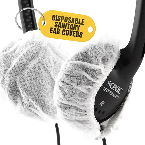 Sonic Technology Disposable Sanitary Ear Covers for Headphones and Headsets: 50 Pair (2.5") Woven Paper Head Phone Ear Caps - Hygienic Headset & H...