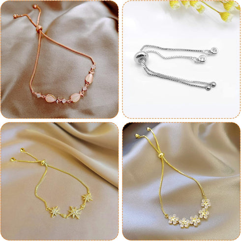 12pcs Adjustable Slider Bracelet Slider Extender Chains Adjustable Slider Bracelet with Ball Ends Adjustable Bracelet Chain Extender Chains for Br...