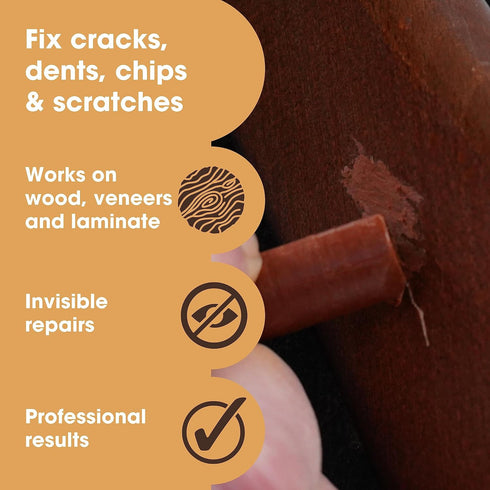 Floor & Furniture Repair Kit (White) - 4X Wax Filler Sticks - Fix Damage to UPVC, Doors, Windows, Worktops - Cracks, Scratches and Marks - Instant...
