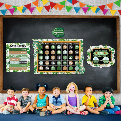 Tenare Calendar Bulletin Board Set, Calendar Seasons Weather Chart Bulletin Board and Classroom Display with Stickers for School Classroom Bedroom...