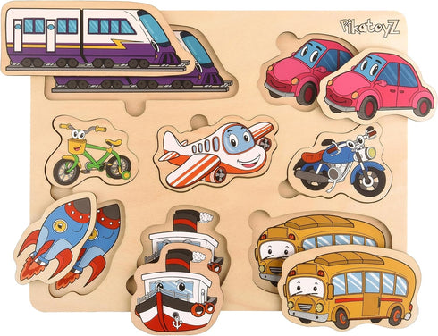 Puzzles for 1 2 3 year old. Ideal transport Wooden Puzzles for Kids. Travel Wooden Toys for 1 + year old. Wooden baby puzzle ideal as a gift. Mont...