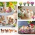 Sratte 26 Pcs Mini Dog Figurines Playset 12 Toy Dogs 9 Model Trees 5 Artificial Flowers Animal Figurines Diorama Supplies for Cake Toppers Toddler...