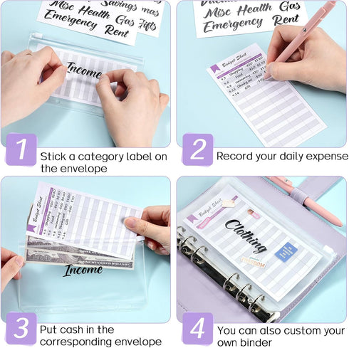Sooez Budget Binder with Money Saving Challenge, Money Saving Binder with Cash Envelopes, Expense Sheets, Challenge Tracker & Category Labels, Env...