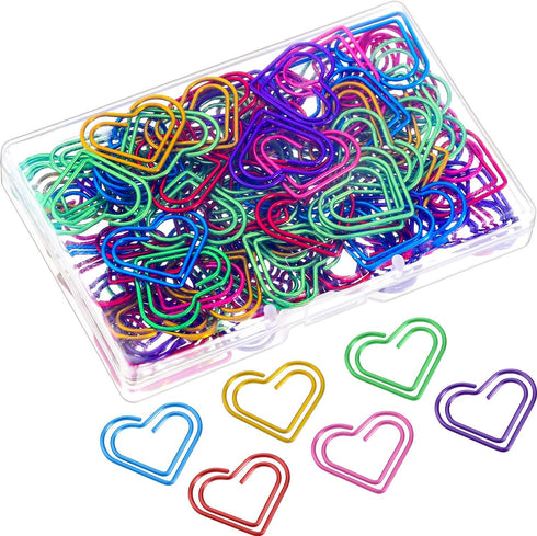 105 Pieces Colorful Paper Clips Metal Heart Paperclips for Office Stationery School Supplies...