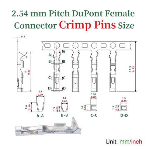 50 Sets Dupont 2.54 mm Pitch 2-Pin Female Adapter Cable Connector Accessories. 150 Pieces 2.54 mm Pitch Dupont 2-Pin Adapter Connector Female Hous...