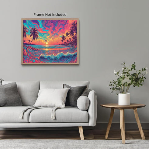 Posterizer 1 pcs- psychedelic funky hippie colorful landscap 7-Abstract & Modern Art-Fantasy & Fiction Art- Living Room Bedroom Decor- unframed wa...