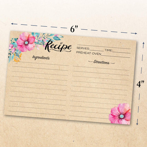 Double Sided Recipe Cards 4x6 Inch, Set of 50 Thick Cardstock Recipe Cards with Lines, Easy To Write On Smooth Surface, Line Printed, Large Writin...