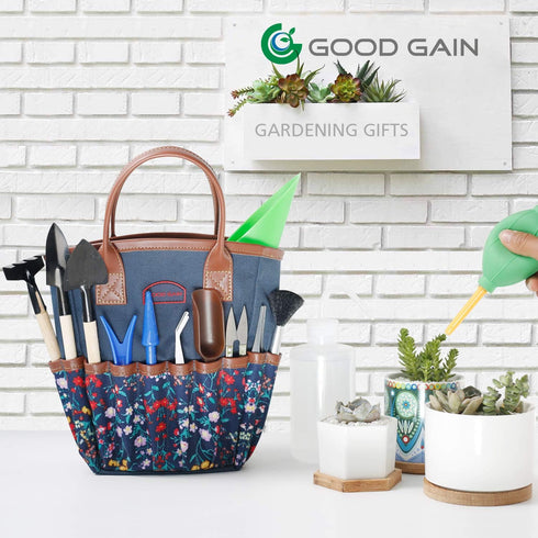 G GOOD GAIN Garden Succulent Kit with Organizer Bag, Indoor Mini Hand Gardening Tool Set, 14 Pieces Tools for Bonsai Planter Miniature Fairy Plant...